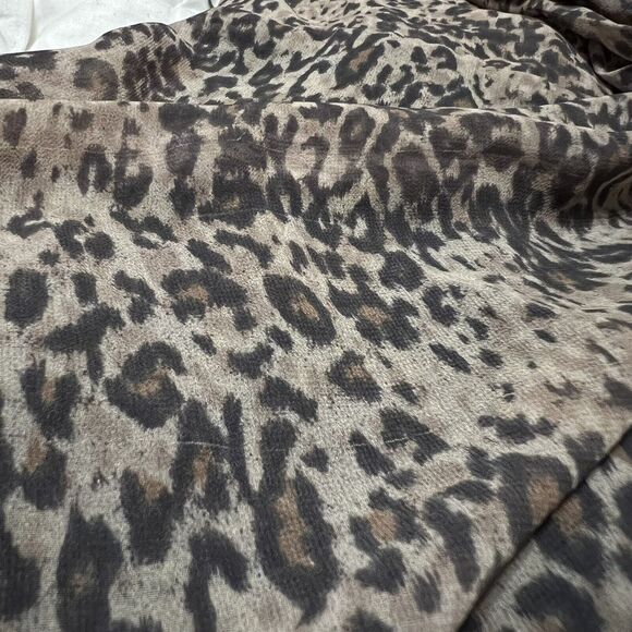 AllSaints Cancity Patch Ruched Wrap Dress US Sz 4 Leopard Print Chiffon - Picture 9 of 9